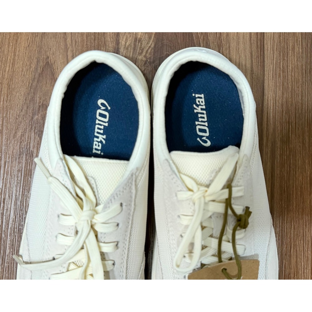 OluKai Punini Men's White Sand (Beige) Suede Mesh Sneakers Low Top Shoes Sz 8 - Picture 7 of 10